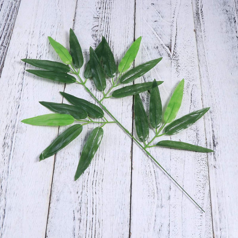 OULII 50pcs Artificial Green Bamboo Leaves Fake Green Plants Greenery Leaves for Home Hotel Office Decoration - Image 2